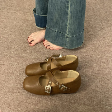 Xajzpa Square Toe Shallow Mouth Grandma Shoes Clogs Platform Increas Height Women's Moccasins Female Footwear Summer Creepers Retro New